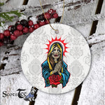 Sugar Skull Ornament Personalized Ornaments Praying La Calavera Catrina Santa Muerte Sugar Skull Halloween Ornament Gift - Scotstee Shop
