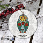 Sugar Skull Ornament Personalized Ornaments Sugar Skull Barn Owl Gift Happy Halloween Ornament Gift - Scotstee Shop