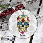 Sugar Skull Ornament Personalized Ornaments Flower Sugar Skull Of The Dead El Dia de Los Muertos Gift - Scotstee Shop