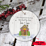 Scotstee Shop - Personalize Name Family Gingerbread House Cookie First Christmas Ceramic Ornament, First Christmas In Our New Home Ornament