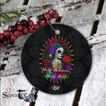 Sugar Skull Ornament Personalized Ornaments Sugar Skull, Half Heaven Half Hell Gift Happy Halloween Ornament Gift - Scotstee Shop