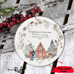 Scotstee Shop - First Christmas In Our New Home Ornament Personalize Name Family Rustic Cabin First Christmas New Home Ceramic Or Ceramic