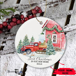 Scotstee Shop - First Christmas Our In New Home Circle Ornament Vintage Red Truck First Christmas New Home Ceramic Ornament