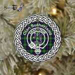 Sutherland Tartan Ornament,  ceramic ornament, personalized christmas ornaments, christmas tree ornaments, christmas door decorations, Plaid Ornament, Tartan Ceramic Ornament