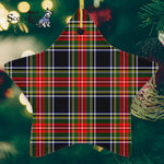 Stewart Black Tartan Ornament Star Ornament, Christmas Star Decorations, ceramic ornament, Plaid Star Ceramic Ornament, Christmas Ornament Decorations Gift