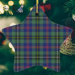 Wood Tartan Ornament Star Ornament, Christmas Star Decorations, ceramic ornament, Plaid Star Ceramic Ornament, Christmas Ornament Decorations Gift