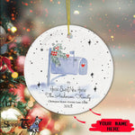 Scotstee Shop - Personalize Name Family Mailbox Our First Christmas in our new home Ceramic Ornament, Home Sweet New Home Christmas Ornament