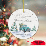 Scotstee Shop - First Christmas In Our New Home Ornament Personalize Name Family Rustic Farmhouse Truck First Christmas Mr & Mrs Ceramic Ornament