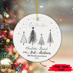 Scotstee Shop - Our First Christmas Circle Ornament Personalize Name Family Our New Home Minimalist Christmas Ceramic Ornament