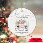 Scotstee Shop - Personalize Name Family Our First Christmas as a Family Watercolor Car Ceramic Ornament, First Christmas In Our New Home Ornament