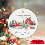 Scotstee Shop - Our First Christmas As Mr and Mrs Circle Ornament Red Truck First Christmas as Mr. & Mrs. Ceramic Ornament