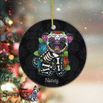 Sugar Skull Ornament Personalized Ornaments Pug Sugar Skull Mexico Dog Calavera Dia De Los Muertos Gift - Scotstee Shop