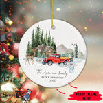 Scotstee Shop - Personalize Name Family New Home Holiday Moving Announcement Truck Ceramic Ornament Gift Christmas