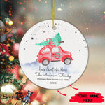 Scotstee Shop - Personalize Name Family First Christmas New Home For the Holidays Car Tree Ceramic Ornament, Home Sweet New Home Christmas Ornament