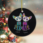 Sugar Skull Ornament personalized ornaments Day of Dead Sugar Cats Skeleton Skull Happy Halloween Ornament Gift - Scotstee Shop