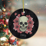 Sugar Skull Ornament Personalized Ornaments Floral Skull Dia de los Muertos Flower Hibiscus Happy Halloween Ornament Gift - Scotstee Shop