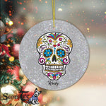 Sugar Skull Ornament Personalized Ornaments Sugar Skull Glitter Gift Happy Halloween Ornament Gift - Scotstee Shop