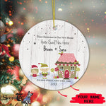 Scotstee Shop - Personalize Name Family Christmas Elves Ginge Family Ornament, Our First Christmas Circle Ornament