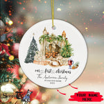Scotstee Shop - Our First Christmas In Our New Home Circle Ceramic Ornament Watercolor Pine New House First Christmas Ceramic Ornament