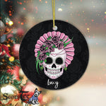 Sugar Skull Ornament Personalized Ornaments Lady Sugar Skull Flower Gift Happy Halloween Ornament Gift - Scotstee Shop