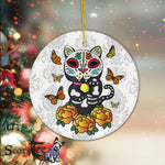 Sugar Skull Ornament Dia de los Muertos Monarch Butterfly Sugar Skull Cat Gift - Scotstee Shop