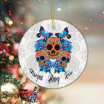 Sugar Skull Ornament Personalized Ornaments Sugar Skull Day Of Dead Cool Bone Head Skulls Gift Halloween Ornament - Scotstee Shop