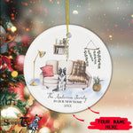 Scotstee Shop - Our First Christmas In Our New Home Circle Ceramic Ornament We Have Moved Boho Living Room Border Collie Dog Moving Announcement