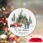 Scotstee Shop - Personalize Name Family First Christmas In Our New Home Watercolor winter Ceramic Ornament
