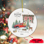 Scotstee Shop - Personalize Name Family New Home For The Holidays Christmas Vintage Red Truck New Home Ceramic Ornament