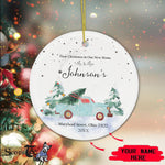 Scotstee Shop - Personalize Name Family First Christmas as Mr & Mrs Truck Car First Christmas Ornament, First Christmas In Our New Home Ornament