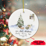 Scotstee Shop - Personalize Name Family First Christmas as a Family of Three Ceramic Ornament