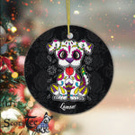 Sugar Skull Ornament Personalized Ornament Sugar Skull Puppy Día de Muertos Dog Calavera Puppy Halloween Gift - Scotstee Shop