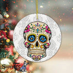 Sugar Skull Ornament Day of Dead Sugar Skull with Cross Happy Halloween Ornament Gift Halloween Tree Decorations Halloween Gift - Scotstee Shop
