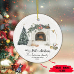 Scotstee Shop - Personalize Name Family Fireplace Our First Christmas in our new home Ceramic Ornament