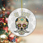 Sugar Skull Ornament El Jefe Shirt Men Mexican Boss Sugar Skull Of The Dead Happy Halloween Ornament Gift - Scotstee Shop