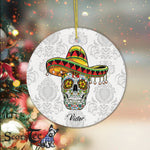 Sugar Skull Ornament Personalized Ornaments Sugar Skull The Dead Funny Cinco de Mayo Happy Halloween Ornament Gift - Scotstee Shop