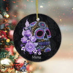 Sugar Skull Ornament Personalized Ornaments Purple Floral Black Sugar Skull Of The Dead Gift - Scotstee Shop