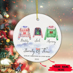 Scotstee Shop - Custom Name Family of Three First Christmas Sweatshirt Christmas Ornament