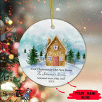 Scotstee Shop - Personalize Name Family Gingerbread Our First Christmas in our new home Ceramic Ornament, First Christmas In Our New Home Ornament