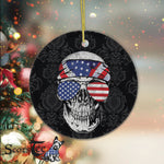 Sugar Skull Ornament American Flag Skull July 4th Halloween Ornament Gift - Scotstee Shop