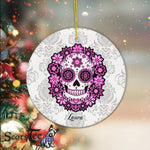 Sugar Skull Ornament Personalized Ornaments Purple Sugar Skull Gift Happy Halloween Ornament Gift - Scotstee Shop