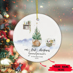 Scotstee Shop - Personalize Name Family First Christmas As Grandparents Watercolor Tree Ornament