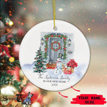 Scotstee Shop - First Christmas In Our New Home Circle Ceramic Ornament Watercolor Christmas Front Door New Home Christmas Gift Ornament