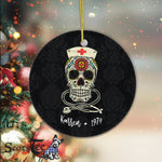 Sugar Skull Ornament Personalized Ornaments Nurse Sugar Skull Stethoscope RN Medical Halloween Costume Gift - Scotstee Shop