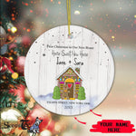 Scotstee Shop - Personalize Name Family Gingerbread House Cookie First Christmas Ceramic Ornament, First Christmas In Our New Home Ornament