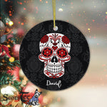 Sugar Skull Ornament Personalized Ornaments Flower Sugar Skull Halloween Gift Happy Halloween Ornament Gift - Scotstee Shop