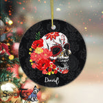 Sugar Skull Ornament Personalized Ornaments Flower Skull Sugar Roses Women Halloween Gift Happy Halloween Ornament Gift - Scotstee Shop