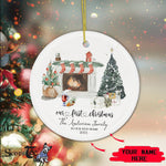 Scotstee Shop - Personalize Name Family New House Christmas Ornament Watercolor Fireplace