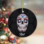 Sugar Skull Ornament Personalized Ornaments Sugar Skull 4th of July Gift Happy Halloween Ornament Gift - Scotstee Shop