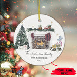 Scotstee Shop - Personalize Name Family New Home For The Holidays Moving Announcement Christmas Ceramic Ornament